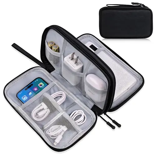 Travel Cable Organizer Pouch Electronic Accessories Carry Case Portable Waterproof Double Layers All-in-One Storage Bag for Cord, Charger, Phone, Earphone, Travel Essentials, Gifts for Men Women,back to school,back to school haul