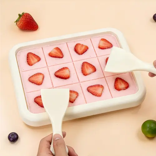 WELSTEEPSE Rolled Ice Cream Maker - No-Plug Instant Stainless Steel Freeze-Dried Cream Roll Pot with 2 Scrapers, Kitchen DIY Tool for Kids, Ideal for Frozen Fruit, Chocolate Strawberries, Yogurt, Dual Scraper Lolly & Ice Cream Moulds