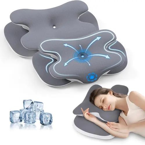 Benazcap 2Pack Memory Foam Pillow with with Breathable Silk Cover Ergonomic Design for Neck Shoulder Pain Relief Back/Side/Stomach Sleeper Pillows for Sleeping, Ideal Gift