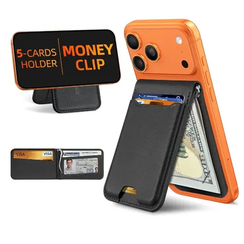 Magsafe Wallet with Money Clip, 5 Card Holder with Stand | Strongest Magnetic Wallet for iPhone 17/16/15/14/13/12 Series, ID Window, RFID Blocking, Not for 13/12 Mini tiktokshopbacktoschool,back to school,back to school haul