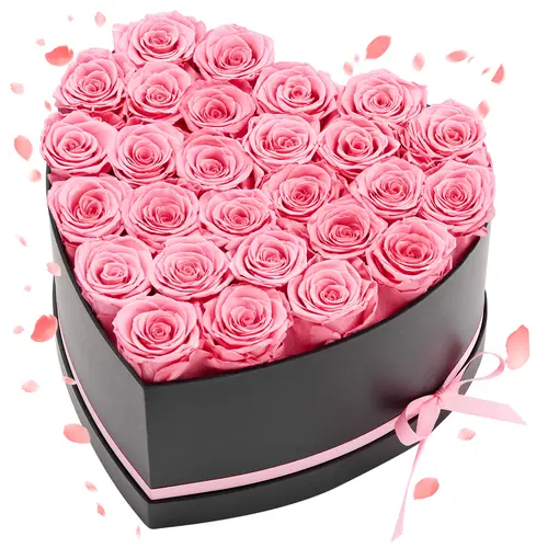 VEVOR Eternal Flower Bouquet - 27 Colorful Roses in Heart Shape Box, Romantic Home Decor Accent, Birthday Gifts for GF, Romantic Gifts for Her (Pink),dorm decor,dorm room decor
