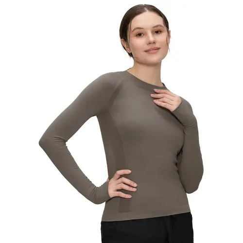 COZYFIT Women's Long Sleeve Compression Shirt, Breathable Slim-Fit Athletic Fitness Clothes for Running, Gym Workout, Sporty Athletic Top