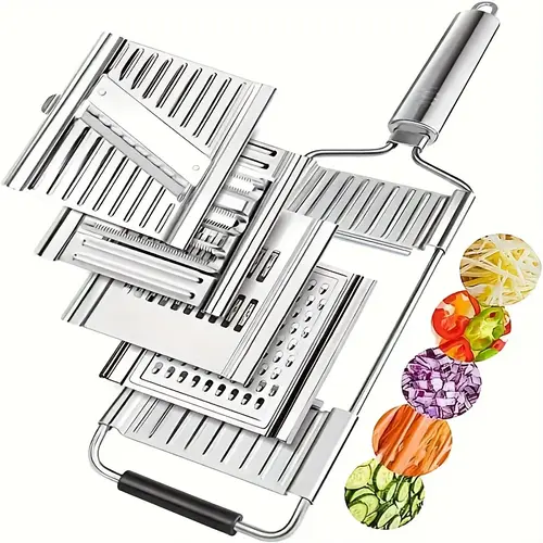 New Stainless Steel 4 in 1 Multi-Purpose Vegetable Slicer,with 4 Adjustable Blades for Various Vegetables,Multifunctional Vegetable Chopping And Slicing Knife,An excellent gift choice for festival.（Does not harm hands） Onion Potato Grater Kitchen Gadgets