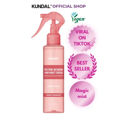 [KUNDAL] 5-in-1 Protein Bonding Mist – Instant Glossy Finish & Frizz Control, Vegan Liquid Silk Hair Serum, Heat Shield up to 450°F, Damaged Hair Repair (5.07 fl.oz)