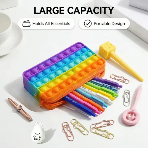Rarler 23-in-1 Fidget Stationery Supplies Set - 19 Fidget Tools, 1 Gradient Decompression Bag, Clips - Student Must-Have Back-to-School Stationery Gift Set for Home Office Use