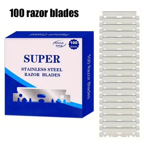 100pcs Stainless Steel Half-Edge Razor Blade Refills - Vintage Manual Shaving Tool, Professional Barber Supplies for Precision Cut, Long-Lasting to Enhance Barbering Experience