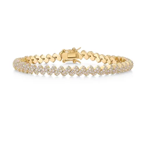 PAVOI 14k Gold Plated Tennis Bracelets for Women - Statement Tennis Gold Bracelet with Cubic Zirconia - Trendy Bridal Jewelry