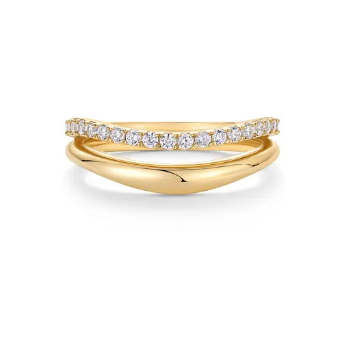PAVOI 14K Gold Plated Gemstone Ring 3.6mm Band - Round Cubic Zirconia for Women