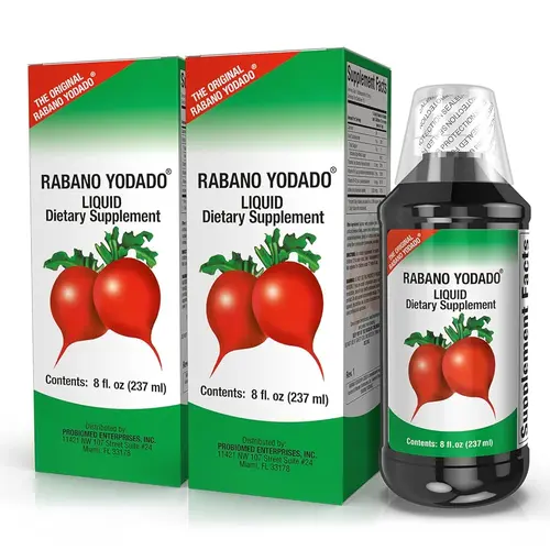 RABANO YODADO Iodine-Rich Edible Liquid Radish Selfcare Bundle (2 Packs, 8 Fl Oz Bottles) - Essential Minerals, Energy Focus Support with Potassium Iodide, B Vitamins, Thyroid Aid, Botanical Extracts for Adults' Digestive & Cellular Energy