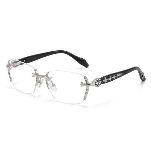 ZENOTTIC Rimless HD Blue Light Blocking Glasses - Diamond-Cut Edge Detail, Lightweight Metal Frame, Modern Rectangular Clear Lenses for Computer & Daily Wear - Unisex summerwins,summer outifit,travel essentials