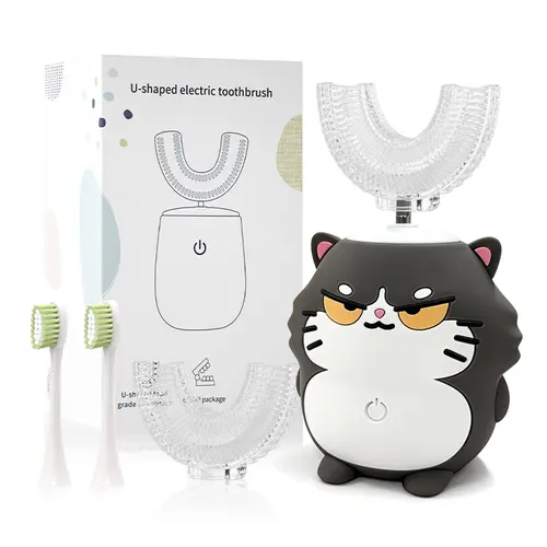 Kids Electric Toothbrush U-Shaped，6 Brush Heads Five Cleaning Modes IPX7 Waterproof Design Mermaid Rechargeable Smart Timer for Children-Kids Travel Essentials outdoorfun summerwins