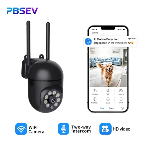 PBSEV 355° Adjustable Smart Pan-Tilt CCTV Security Camera, 1080p HD Video, Full-Color Night Vision, Human & Motion Sensor Detection, 2-Way Audio, App Remote View, Easy Setup, Bluetooth & Wi-Fi, MicroSD & Cloud Storage, Smart Home Gadgets 24/7 Protection,,