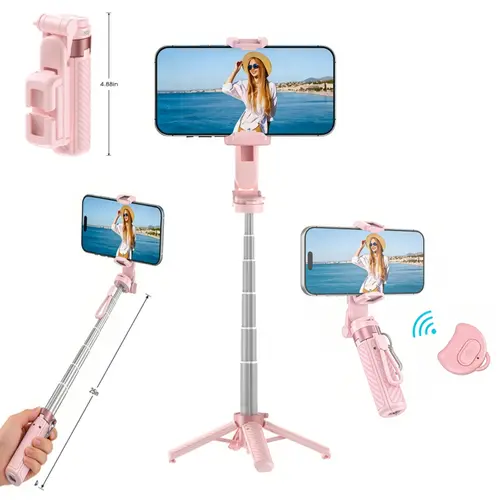 [BackToSchool] Upgraded Pro 2026 4-in-1 Selfie Stick - 360° Rotatable, Wireless Bluetooth Remote, 25.5 in Max Length, Universal Smartphone Camera Accessories, Cellphone Vlogging Gear for Travel, Landscape Use