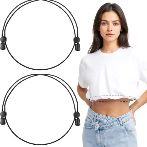 Women's 2-Pack Invisible Adjustable Latex Blend Shirt Tucking Belt - Snug, Lightweight Shirt Tuck Band for Cropped Looks, Everyday Outfits Practical Gift of Styling Freedom, Elastic Belt, For Females