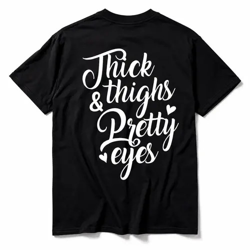 THICK THIGHS & PRETTY EYES PRINT WOMEN'S T-SHIRT, Ladies Summer Outfit, Gift For Women, Mothers Day Gift, Gift For Girl Friend