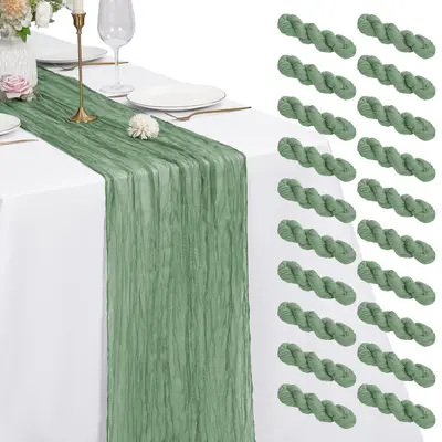 6/12/20 PC 17.7*108 inch Cheesecloth Table Runner,For Wedding,Bridal Shower,Party,Baby Shower，Halloween Decor Anniversary Party Household Items Decoration,#Outdoor gathering gear #Back-to-school #Halloween