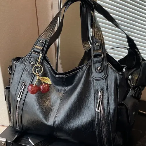 Retro Textured Tote Bag, Casual Handbag, Minimalist Crossbody Bag, Large Capacity Shoulder Bag with Zipper Pockets, Suitable for Commuting, Shopping & Daily Wear, Commuter Bags