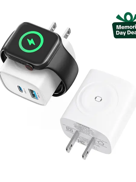 TOPADRE 3-in-1 Magnetic Wireless Cordless PD USB-C Wall Charger Block - 20W Fast Charging, Compatible with iWatch Ultra/9/8/7/6, iPhone 17/17 Pro/16/16 Pro/15 Series, Electronic Cellphone, Apple Watch Seires