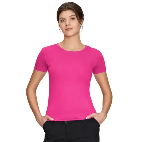 Underscrub Short Sleeve Women - Round Neck Scrubs Undershirt Soft Stretch T-Shirt Womenswear Summer Everyday Fit summervibes Black Casual