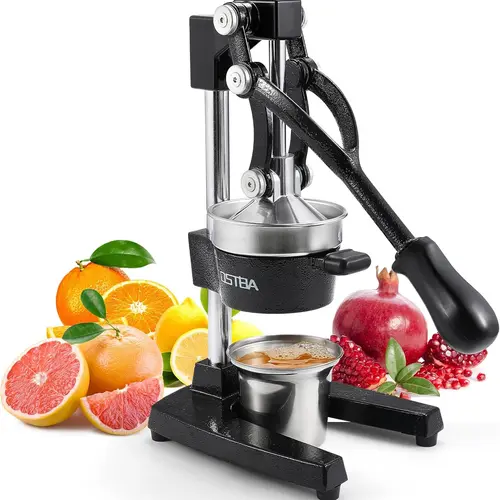 OSTBA Cast Iron Manual Juicer Hand Press, Commercial Grade Citrus Juicer, Stainless Steel Lemon squeezer for Orange, Lemon, Lime, Pomegranate with Stainless Steel Cup