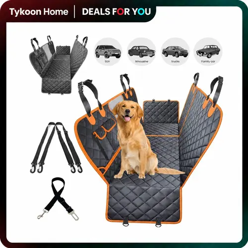 [On Sale!] Dog Car Seat Cover, Waterproof Scratchproof Hammock w/ 4 Storage Bags Side Flaps, Washable Nonslip Backseat Protector for Cars,Trucks,SUVs. Carrier