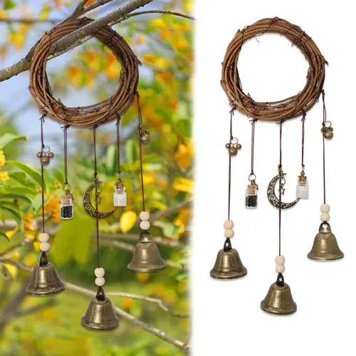 Hangable Boho Bell Ornament, Witch Bell Hanging Decor, Indoor and Outdoor Decor, Vintage Home Decor for Living Room Bedroom Garden Decoration