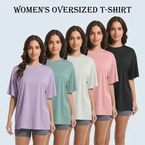 5 Pack Women's Workout Short Sleeve T Shirts Energetic Multi-Color Casual Oversized T Shirts for Women Short Sleeve Oversized T Baggy Dry Fit Athletic Gym Shirts Top Tees tiktokshopspringglowup summerwins,travel essentials,camping essentials