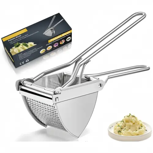 Stainless Steel Potato Ricer - 22 oz Larger Heavy Duty Kitchen Utensil, Comfort Handle, Easy to Clean for Fluffy Mashed Potatoes, Baby Food, Utensils