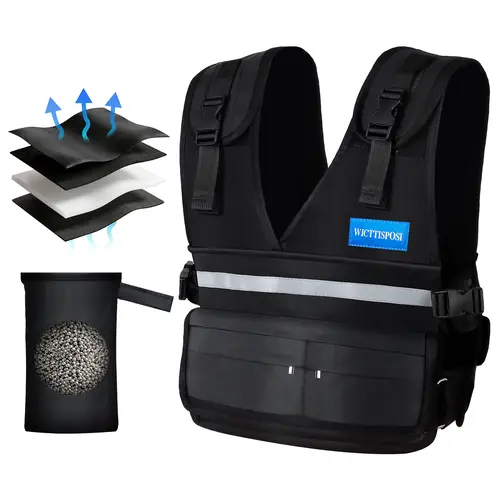 Unisex Multi-Size Weighted Vest - 4-Layer Breathable Sweat-Resist Fabric, V-Neck, Secure Fit, Washable Main Vest, Steel Shot Workout Equipment for Running, Strength Training