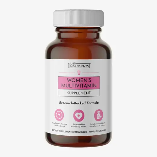 Just Ingredients Women's Multivitamin Supplement 40+ Nutrients for Energy, Hormone Balance, Immunity, Digestion & Health 90 Capsules