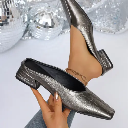 Plus Size Women's High Heel Slip-On Pumps, Elegant Square Toe Chunky Heels for Office, Stylish Comfortable Fashion Shoes Chunky Block Heel, Chunky Heeled Shoe, Heeled Footwear