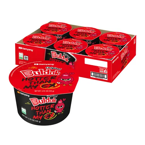 Buldak Hotter Than My Ex | Original Hot Chicken Spicy Flavor | Korean Instant Ramen Noodle | Big Bowl | Easy Prep | Convenient | 6-Pack | 3.7oz |