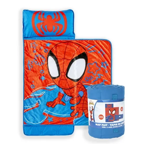 Jay Franco Spidey and Friends Ghost Spider Nap Mat - Daycare-Ready, Durable, Lightweight, with Velcro Closure (Children's Bedding)