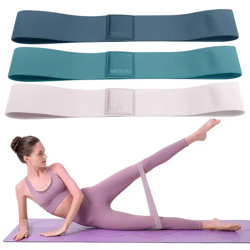 Fitness Resistance Band Set (3 Pieces) Professional Grade Pilates Yoga Home Gym Hips Leg Training Stretch Band Training Heavy Medium Light Fabric Ring For Women Men Loop Elastic Band Home Workout Equipment
