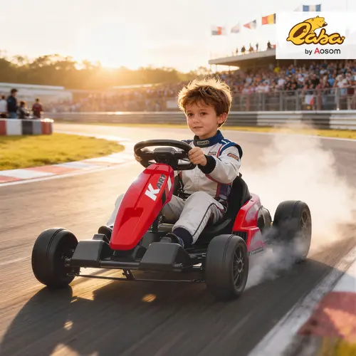 #tiktokshopbacktoschool Qaba Electric Go Kart, 24V 9Ah Big Battery, Kids Drift Kart with Dual 150W Motors, Adjustable Seat & 11.2MPH High Speed, Slow Start, 5-Point Harness, for 6-12 Years
