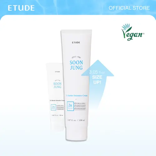 [ETUDE Official] Soonjung 2x Barrier Intensive Cream 5.07 fl oz (150ml) | Deep Hydration | Skin Protection | Nourishing Formula | Moisturizing | Vegan Skincare