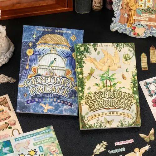 840+ Pcs 30-Sheet Royalcore Vintage Botanical Sticker Bound Book (Single-Bundle) - Premium Textured Classical Palace Antique Garden Adhesive Decals, Scrapbook Supplies for Junk Journal DIY, Earthy Greens Matte Sheets, Flower Stickers for Penpal Letters