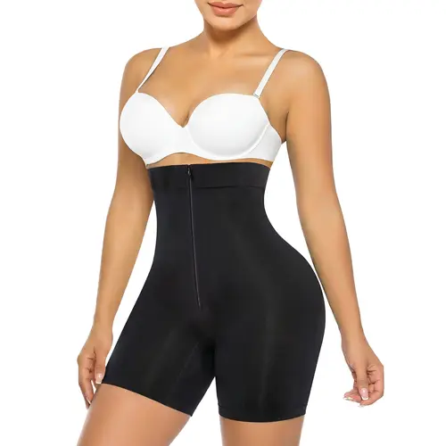 SHAPERX High-Waisted Shapewear for Women Tummy Control Zip-Up Easy-On Seamless Shorts Underwear Fit Womenswear