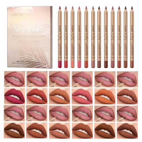 QIBEST Women's Long-Lasting Matte Lip Liner Pencils Set, Easy-Coloring Lip Makeup Tool, Cosmetics for Girls