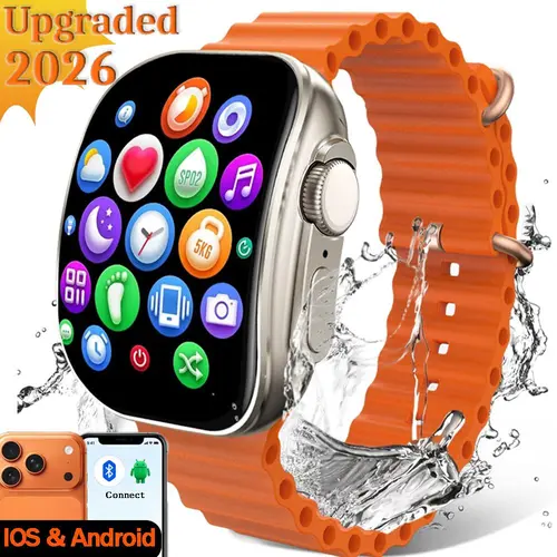 W&O Smart Watch with 2.02" Dial Wireless Calling Dialing 100+ Sport Modes Fitness Tracker with Various APP Reminders Call Message Reminder Touch Screen Compatible with iPhone Android Wearable Smart Bracelet Digital Wristwatch Fall Gift