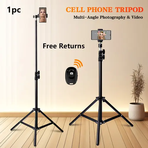 63 Inch Extendable Photography Tripod, Portable Tripod with 1/4 Screw, 1.6M Detachable Phone Tripod for Cell Phone Photography, Video Recording, Live Streaming aluminum travel tripod#moodlighting