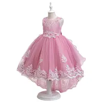 Girls' Sleeveless Elegant Pink Tulle Lace Princess Ball Gown - Child-Sized Formal Dresses for Wedding, First Communion, Birthday (Mother's Day Gift Option) - Kids' Clothing