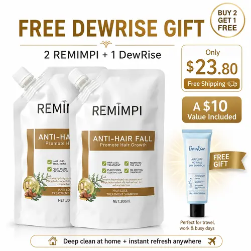 Full-Scalp Hair Care Set – REMIMPI Hair Loss Shampoo for Deep Clean + DEWRISE No-Rinse Dry Shampoo for On-the-Go Refresh (Buy 2 Get 1 Free),back to school