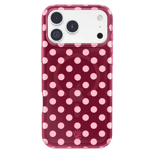 Velvet Caviar Raspberry Polka Dot iPhone Case, Cute Protective Phone Cover, Magnetic MagSafe Compatible Phone Accessories, Magsafe Compatible With Magsafe