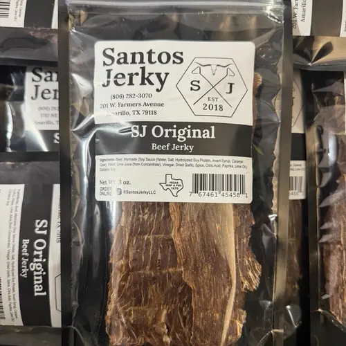 Santos Original Beef Jerky - Spicy Savory Dried Snack for On-the-Go Munching, Spicy Jerky