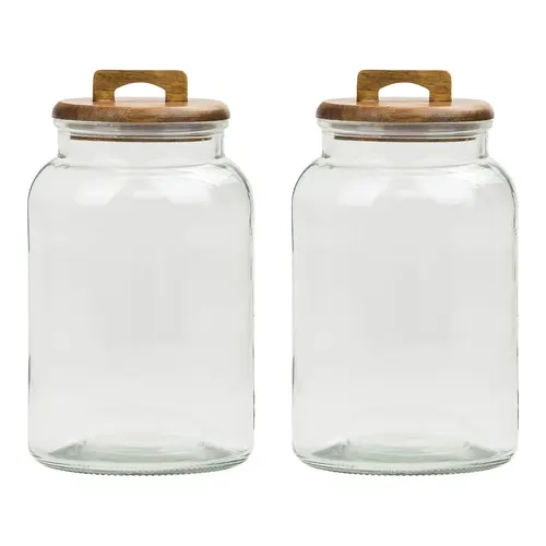 10 Strawberry Street Set of 2 Acacia Everyday Glass Canister
