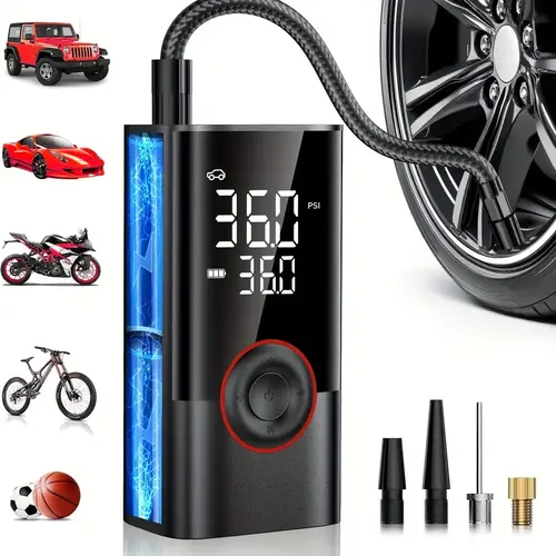 【DealsForYouDays】Tire Inflator Portable Air Compressor, with Digital Pressure Gauge Inflater 150PSI, 3X Fast Inflation Auto Shutoff Large Battery Tires Pump for Cars Motors Bikes Balls - Fathers Day Gift!