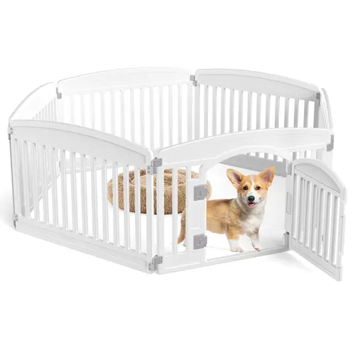 Sweetcrispy Indoor Puppy-Proof Dog Playpen with Door - Portable, Easy Snap Setup, Secure Space, Ample Room Pet Enclosure for Small Dogs