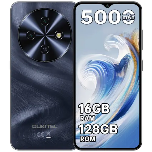 OUKITEL C5 Unlocked Mobile Phone, 16(4+12) GB RAM+128GB/1TB TF ROM Digital Cellphone, 6.52" Waterdrop Screen, 5000mAh Battery Android Device, 13MP+5MP Camera, GPS Navigation, 4G Dual SIM, 3.5mm Jack, Face ID, BT5.0, Streaming, Devices