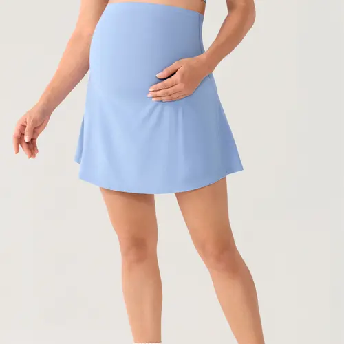 MOMANDA Maternity Tennis Skirts High Waisted Stretchy Pregnancy Workout Skort Over The Belly with Inner Shorts